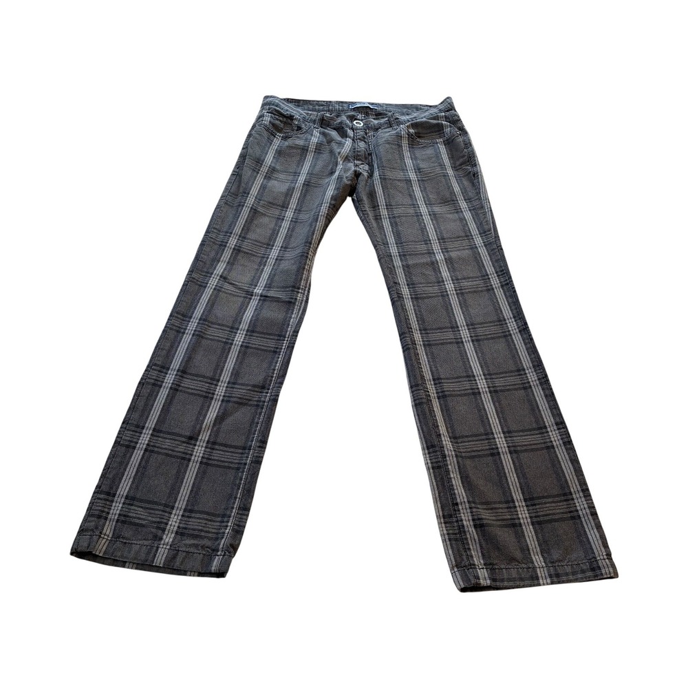 Fido Dido Denim Pants Mens Gray‎ Plaid Casual Trousers Size 34X31
